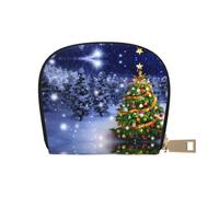 JEJEA Christmas Tree1 - Cartera para tarjetas de crédito, pequeña cartera con cremallera, tarjetero de cuero, White, Talla única