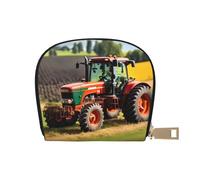 JEJEA Company Farm Tractors - Cartera para tarjetas de crédito, pequeña cartera con cremallera, tarjetero de cuero, White, Talla única