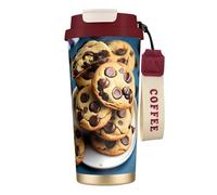 JEJEA Cookies Food - Tazas aisladas de acero inoxidable con estampado de galletas y chispas de chocolate, tazas de café de doble pared, taza de viaje de café para oficina en casa