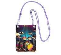 JEJEA Cool Drums Set - Bolso cruzado para teléfono para mujeres y hombres, correa ajustable, para viajes, compras, Purple, Talla única