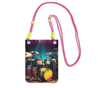 JEJEA Cool Drums Set - Bolso cruzado para teléfono para mujeres y hombres, correa ajustable, para viajes, compras, fucusia, Talla única