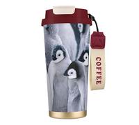 JEJEA Cute Penguin1 - Tazas aisladas de acero inoxidable con estampado de pingüino, tazas de café de doble pared, taza de viaje de café para oficina en casa