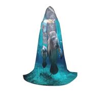 JEJEA Disfraz de manatíes de las Indias Occidentales con capucha para Halloween, cosplay, fiesta de Navidad, capa de mago medieval renacentista