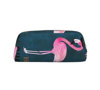 JEJEA Estuche de cuero con estampado de sombrero de bruja de flamenco de Halloween, bolsa de lápices de gran capacidad, bolsa de papelería para bolígrafos, bolsa de maquillaje versátil, Gold, Talla