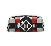 JEJEA Estuche de cuero con estampado geométrico abstracto, estuche de lápices de gran capacidad, bolsa para bolígrafos de papelería, bolsa de maquillaje versátil, Silver, Talla única, Neceser