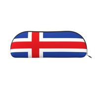 JEJEA Estuche de lápices de cuero con estampado de bandera de Islandia con cremallera, estuche para lápices, estuche para lápices, bolsa de maquillaje, Oro, One Size, Neceser