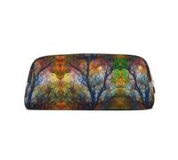 JEJEA Estuche de piel con estampado de árboles de la vida colorida, bolsa de lápices de gran capacidad, bolsa de papelería y bolsa de maquillaje versátil, Gold, Talla única, Neceser