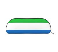 JEJEA Estuche de piel con estampado de bandera de Sierra Leona con cremallera, estuche para lápices, estuche para lápices, bolsa para lápices, bolsa de cosméticos de maquillaje, Dorado, One Size,