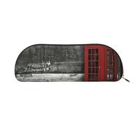 JEJEA Estuche de piel con estampado de cabina de teléfono británica con cremallera, estuche para lápices, bolsa para lápices, bolsa de cosméticos de maquillaje, Dorado, One Size, Neceser