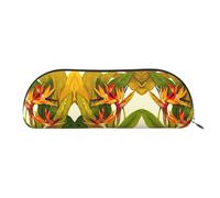 JEJEA Estuche de piel con estampado de pájaro tropical del paraíso con cremallera, estuche para lápices, bolsa para lápices, bolsa de cosméticos de maquillaje, Silver, Talla única, Neceser