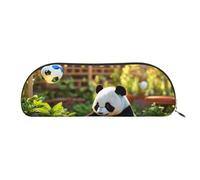 JEJEA Estuche de piel con estampado de panda con cremallera, estuche para lápices, bolsa para lápices, bolsa para cosméticos de maquillaje, Gold, Talla única, Neceser