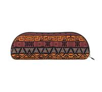 JEJEA Estuche de piel con estampado tribal de barro africano con cremallera, estuche para lápices, estuche para lápices, bolsa para lápices, bolsa de cosméticos de maquillaje, Gold, Talla única,