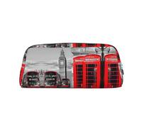 JEJEA Estuche de piel con impresión de teléfono retro de Inglaterra, Reino Unido, estuche de lápices de gran capacidad, bolsa de papelería y bolsa de maquillaje versátil, Silver, Talla única, Neceser