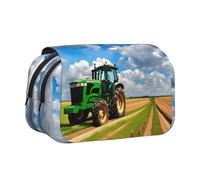 JEJEA Estuche organizador multiusos con diseño de tractor bajo cielo azul y nubes blancas, Black, Talla única, Neceser