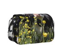 JEJEA Estuche organizador multiusos con estampado de vacas negras y blancas para lápices y maquillaje para adolescentes, Black, Talla única, Neceser