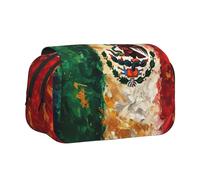 JEJEA Estuche organizador multiusos para lápices y lápices, diseño de bandera mexicana americana, Black, Talla única, Neceser