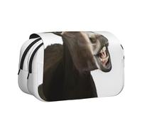 JEJEA Estuche para lápices con estampado de burro divertido para lápices, maquillaje, caja organizadora multiusos para adolescentes, Black, Talla única, Neceser