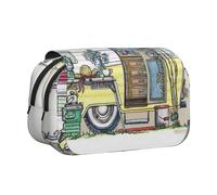 JEJEA Estuche para lápices con estampado Happy Campers para lápices, maquillaje, caja organizadora multiusos para adolescentes, Black, Talla única, Neceser