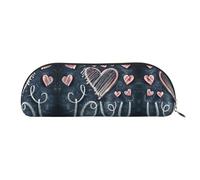 JEJEA Estuche para lápices de piel con estampado de palabras y corazones con texto en inglés "I Love You Words with Hearts", con cremallera, estuche para lápices, bolsa para cosméticos de maquillaje,