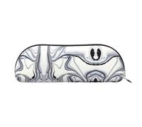 JEJEA Estuche para lápices de piel con estampado mixto de pintura blanca y negra con cremallera, estuche para lápices, bolsa para lápices, bolsa de cosméticos de maquillaje, Silver, Talla única,