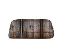 JEJEA Estuche rústico de cuero con estampado de puerta de madera, gran capacidad, bolsa de papelería para bolígrafos, bolsa de maquillaje versátil, Silver, Talla única, Neceser