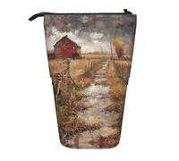 JEJEA Estuche telescópico multifuncional con estampado de ciervo con diseño de granja con ciervos, bonito estuche para bolígrafos de papelería, bolsa de cosméticos portátil, Black, Talla única,