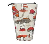 JEJEA Estuche telescópico multifuncional con estampado de hongos rojos, bonito estuche de papelería portátil para cosméticos, Black, Talla única, Organizador de bolsas