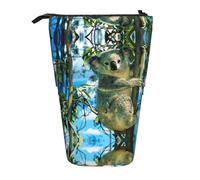 JEJEA Estuche telescópico multifuncional con estampado de koala con diseño de oso de koala, bonito estuche para bolígrafos de papelería, bolsa de cosméticos portátil, Black, Talla única, Organizador