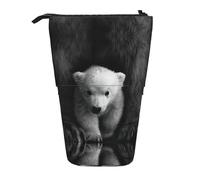 JEJEA Estuche telescópico multifuncional con estampado de oso polar para lápices, bonito estuche de papelería portátil para cosméticos, Black, Talla única, Organizador de bolsas