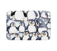 JEJEA Felpudo antideslizante con diseño de pingüinos bebés y texto en inglés "Many Cute Baby Penguins Sketch", tapete de entrada lavable con parte trasera de goma antideslizante para interiores
