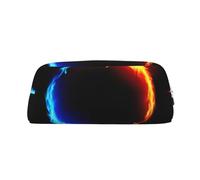 JEJEA Fire and Ice - Estuche de piel con estampado de dragones de gran capacidad, bolsa para bolígrafos de papelería, bolsa de maquillaje versátil, Silver, Talla única, Neceser