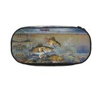 JEJEA Fishing Lake Fishermen - Estuche organizador de gran capacidad para lápices, gran capacidad, Black, Talla única, Organizador de bolsas