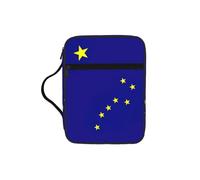 JEJEA Funda grande con estampado de bandera del estado de Alaska para mujer, bolsa de almacenamiento de Biblia con bolsillo con cremallera y asa