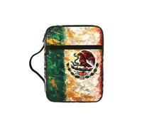 JEJEA Funda grande con estampado de bandera mexicana americana para mujer, bolsa de almacenamiento de Biblia con bolsillo con cremallera y asa