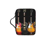 JEJEA Funda grande con estampado de guitarra eléctrica para mujer, bolsa de almacenamiento de Biblia con bolsillo con cremallera y asa