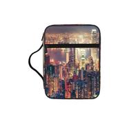 JEJEA Funda grande para Biblia con estampado de Hong Kong para mujer, bolsa de almacenamiento de Biblia con bolsillo con cremallera y asa