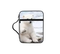 JEJEA Funda grande para Biblia con estampado de oso polar para mujer, bolsa de almacenamiento de Biblia con bolsillo con cremallera y asa