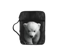 JEJEA Funda grande para Biblia con estampado de oso polar para mujer, bolsa de almacenamiento de Biblia con bolsillo con cremallera y asa