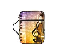 JEJEA Funda grande para la Biblia con estampado de notas musicales de violín y piano, para mujer, bolsa de almacenamiento de la Biblia con bolsillo con cremallera y asa