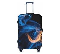 JEJEA Funda protectora para maleta, con estampado de llamas azules, lavable, antiarañazos, Black, L