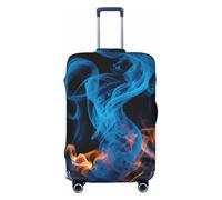 JEJEA Funda protectora para maleta, con estampado de llamas azules, lavable, antiarañazos, Black, M