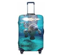 JEJEA Funda protectora para maleta con estampado de manatíes de las Indias Occidentales, funda protectora de equipaje de viaje, lavable, antiarañazos, Black, XL