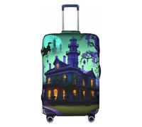 JEJEA Funda protectora para maleta con estampado de mansión embrujada, color negro, antiarañazos, lavable, antiarañazos, Black, XL