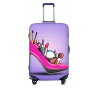 JEJEA Funda protectora para maleta con estampado de zapatos y maquillaje, funda de equipaje de viaje, lavable, antiarañazos, Black, L