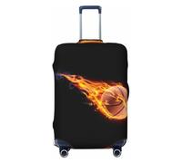 JEJEA Funda protectora para maleta, diseño de baloncesto en llamas, lavable, antiarañazos, Black, S