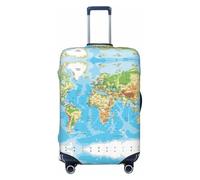 JEJEA Funda protectora para maleta, diseño de mapa del mundo, lavable, antiarañazos, Black, M