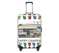 JEJEA Funda protectora para maleta, lavable, antiarañazos, con estampado de Happy Camper, Black, L
