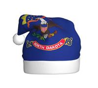 JEJEA Gorros de Navidad con estampado de bandera del estado de Dakota del Norte para adultos, sombreros de Papá Noel para divertidos sombreros de Navidad novedosos, para fiesta de Navidad