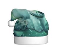 JEJEA Gorros de Navidad con estampado de oso polar de luces boreales para adultos, sombreros de Papá Noel para divertidos sombreros de Navidad novedosos, para fiesta de Navidad