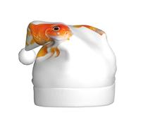 JEJEA Gorros de Navidad con estampado de peces dorados para adultos, sombreros de Papá Noel para divertidos sombreros de Navidad novedosos, para fiestas de Navidad